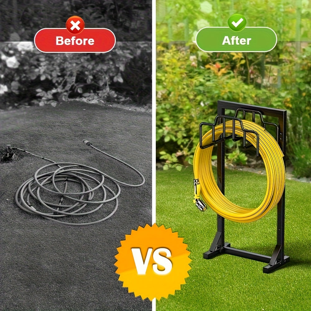Freestanding Metal Garden Hose Holder Rack-4