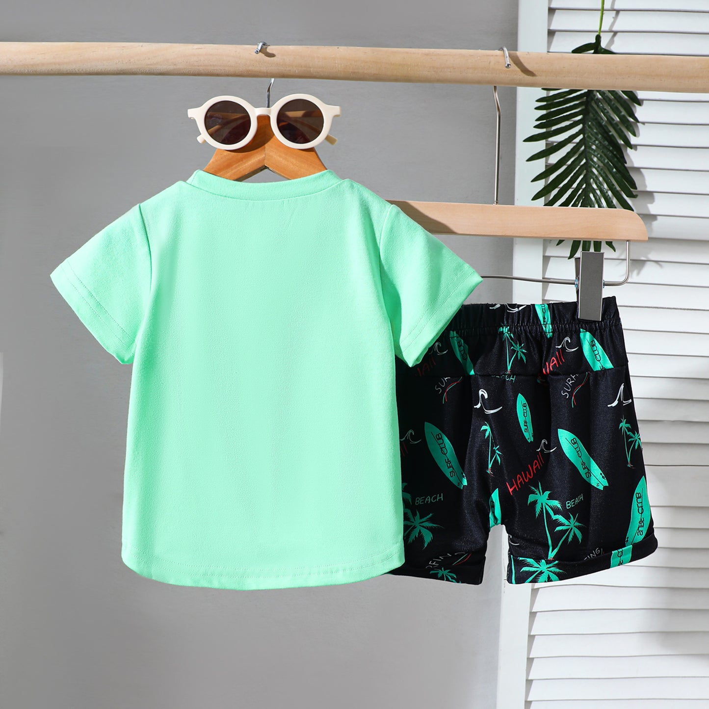 Ensemble short et t-shirt décontracté brodé, style plage sportif mignon