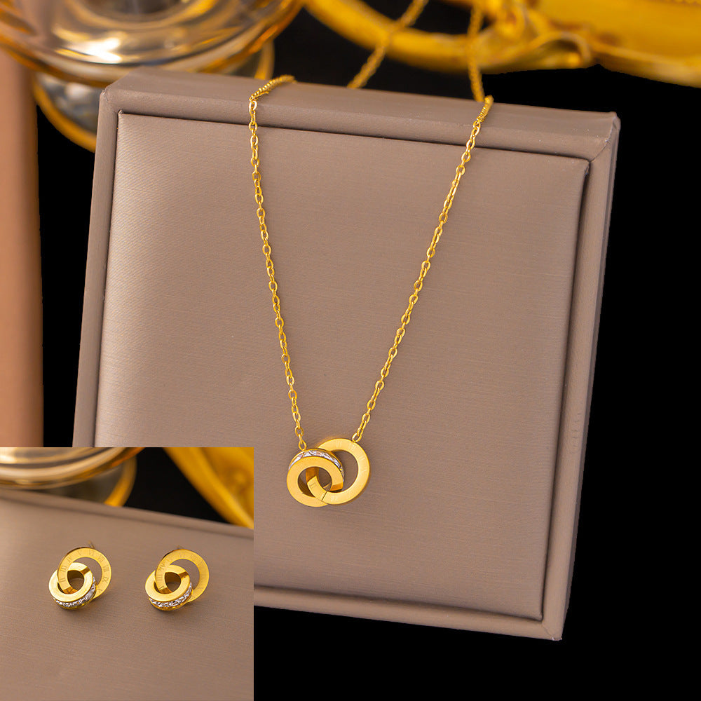 Juego de joyas de acero inoxidable para mujer: collar y pendientes