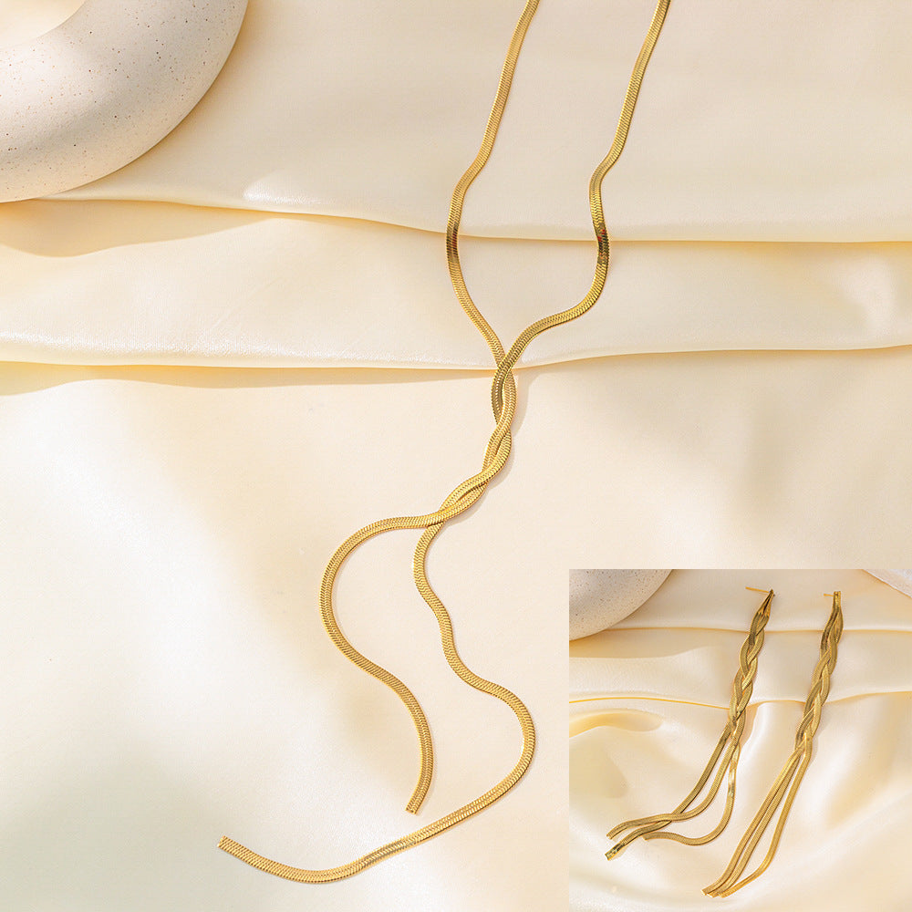 Juego de joyas de acero inoxidable para mujer: collar y pendientes