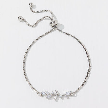 2 bracelets et bague à feuille en zircon et cristal œil de cheval argenté, bracelet ajustable convenant aux tenues quotidiennes et de vacances des femmes