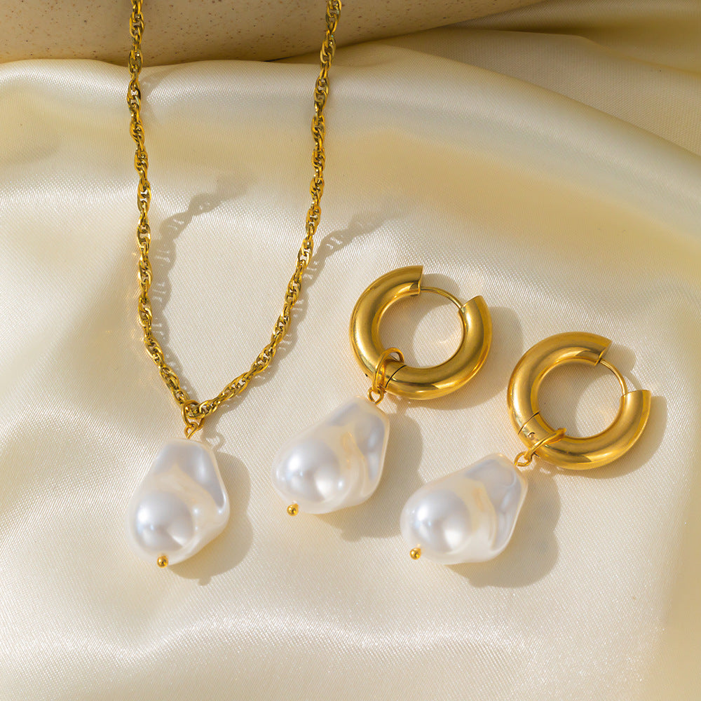 Juego de joyas de acero inoxidable para mujer: collar y pendientes