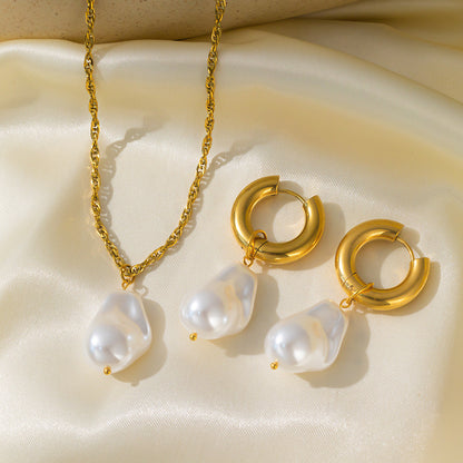 Boucles d'oreilles Collier en acier inoxydable Ensemble de bijoux pour femmes