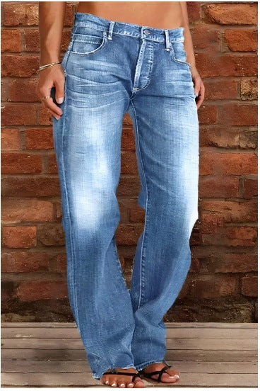 Pantalones vaqueros rotos de pernera ancha sueltos, pantalones de mezclilla de ocio para ir al trabajo, ropa de mujer