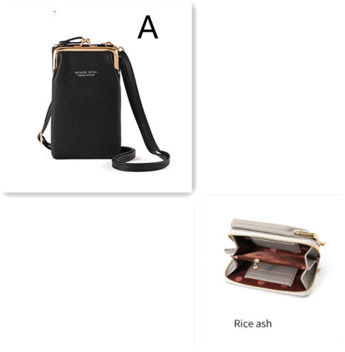 Bolso de Hombro Diagonal de Color Sólido con Patrón Lichi a la Moda