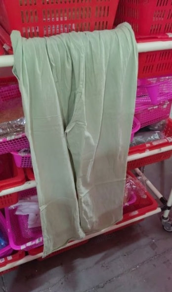 Pantalon élastique uni en coton et chanvre