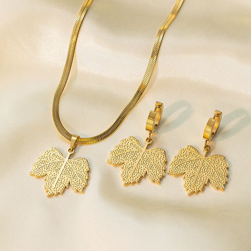 Juego de joyas de acero inoxidable para mujer: collar y pendientes