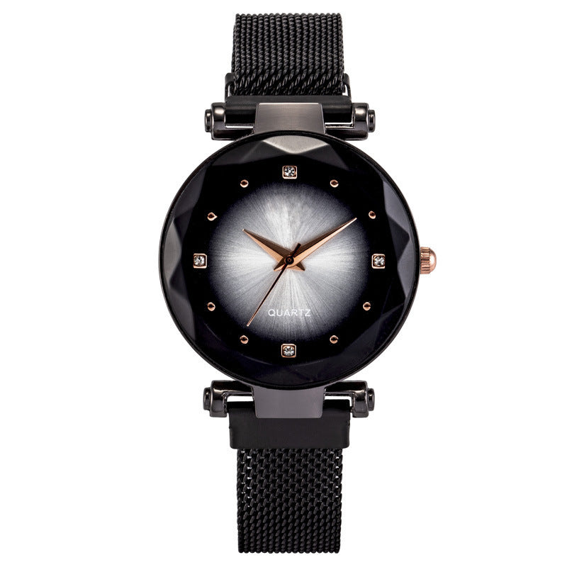 Montre à absorption de fer avec bracelet magnétique paresseux en quartz étoilé pour femme