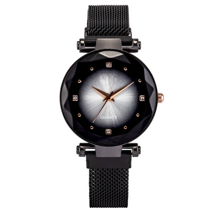 Montre à absorption de fer avec bracelet magnétique paresseux en quartz étoilé pour femme