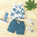 Conjunto de camiseta sin mangas y pantalón corto con estampado Spring Leisure