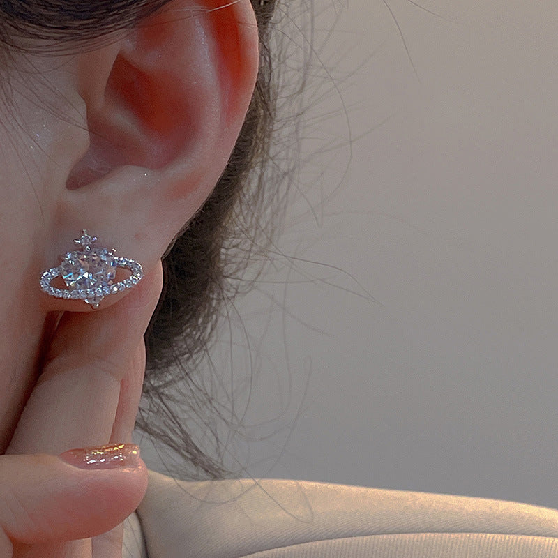 Boucles d'oreilles Planet Niche Cold Wind Super Full Of Diamond