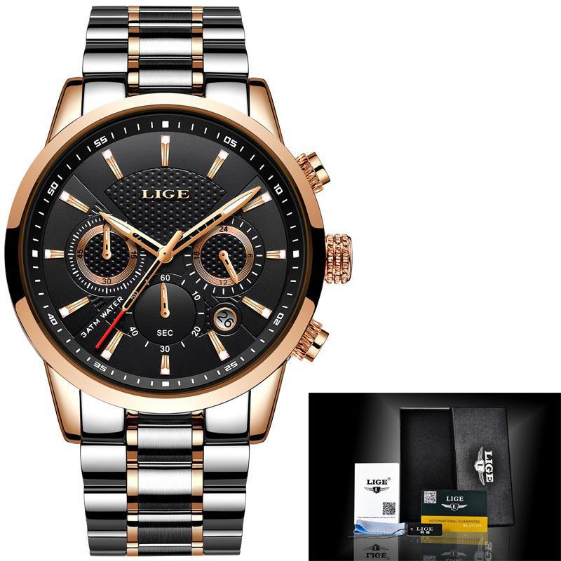 Reloj de cuarzo deportivo para hombre con correa de acero impermeable