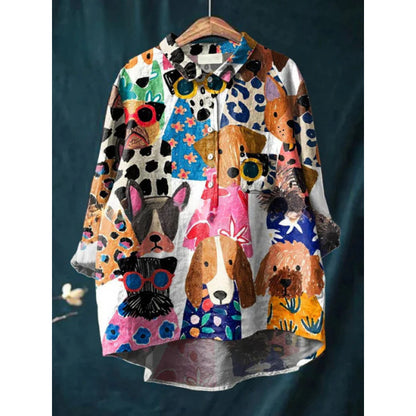Chemise à imprimé animal numérique rétro de style européen et américain pour femmes