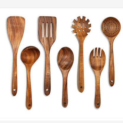 Spatule Ustensiles de cuisine Costume Tête en teck Pelle Salade Remuer Soupe Pâtes Cuillère Cuisine