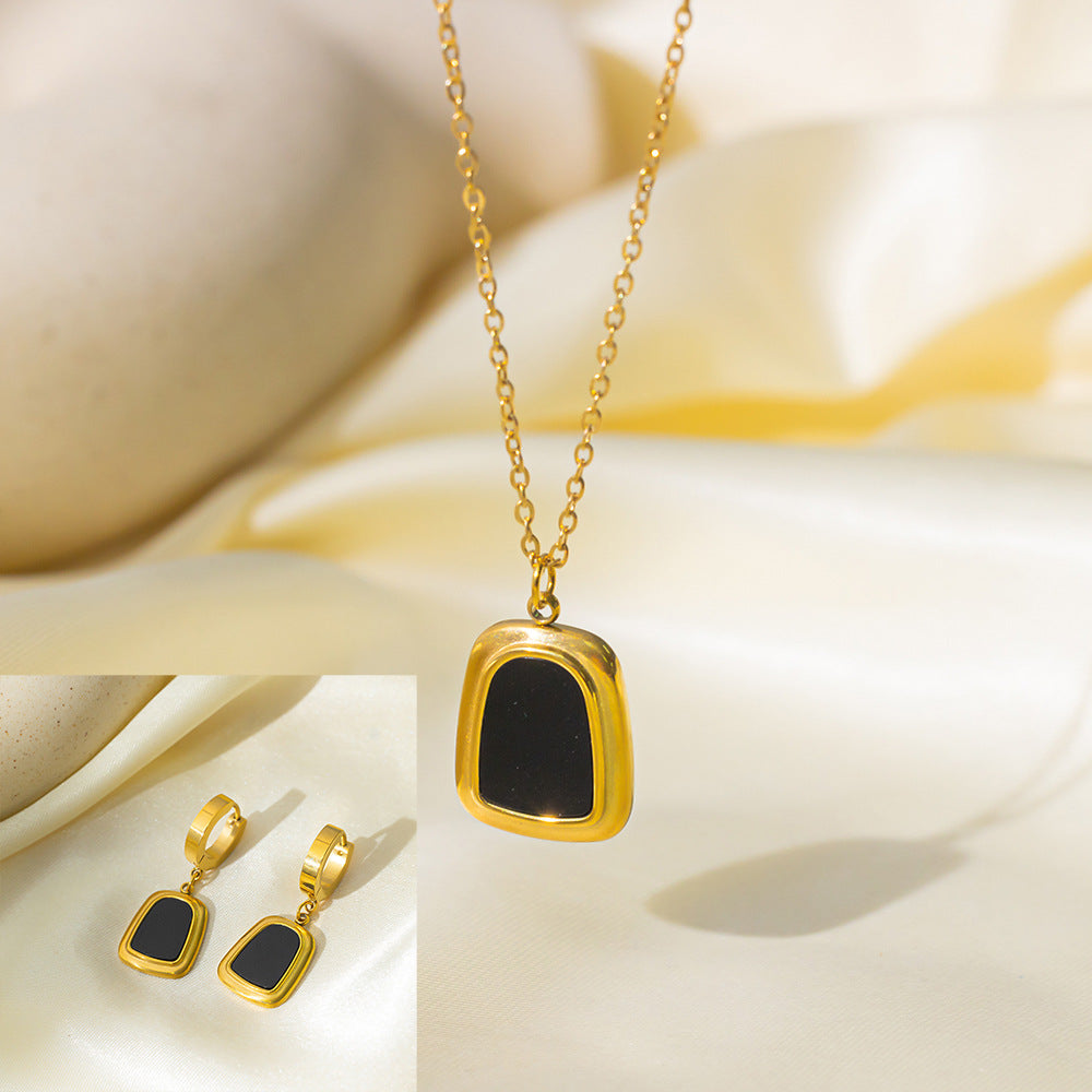 Juego de joyas de acero inoxidable para mujer: collar y pendientes