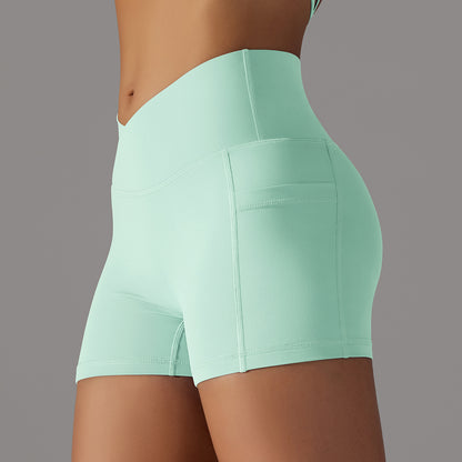 Shorts de yoga avec poche pour téléphone, pantalon de sport de fitness pour femmes