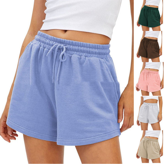 Pantalones cortos de mujer de talle alto elásticos informales para ejercicio y correr
