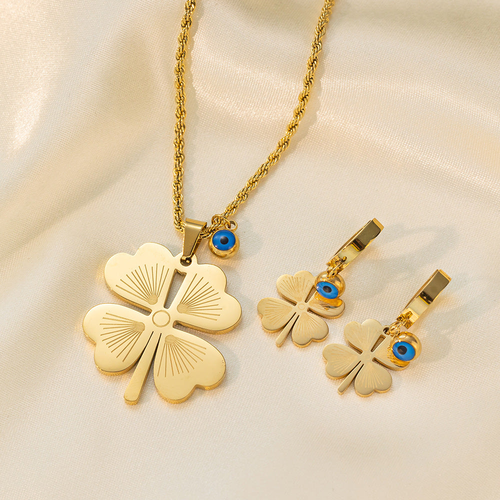 Boucles d'oreilles Collier en acier inoxydable Ensemble de bijoux pour femmes