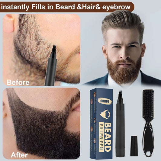 Crayon de remplissage pour barbe, kit de stylo de remplissage pour barbe, crayon de barbier avec brosse, brosse à barbe pour coiffure faciale en salon, réparation de moustache masculine