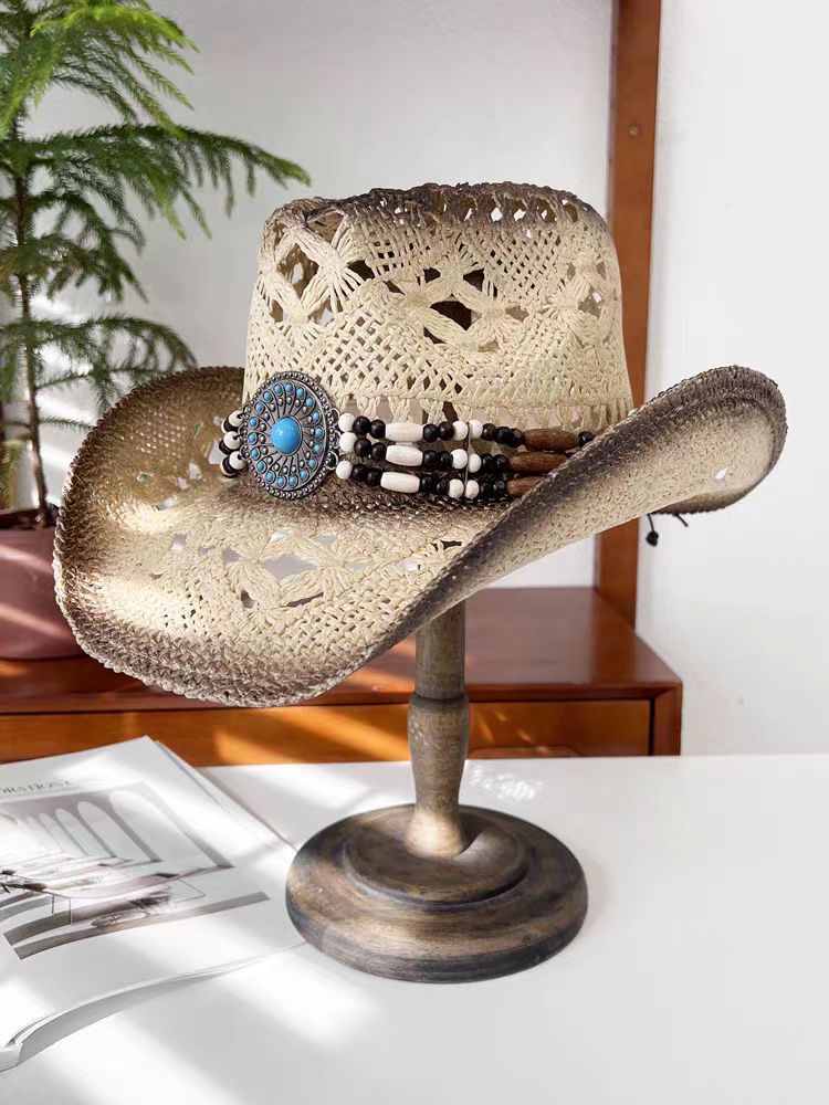 Chapeau Fedora d'été de style ethnique occidental