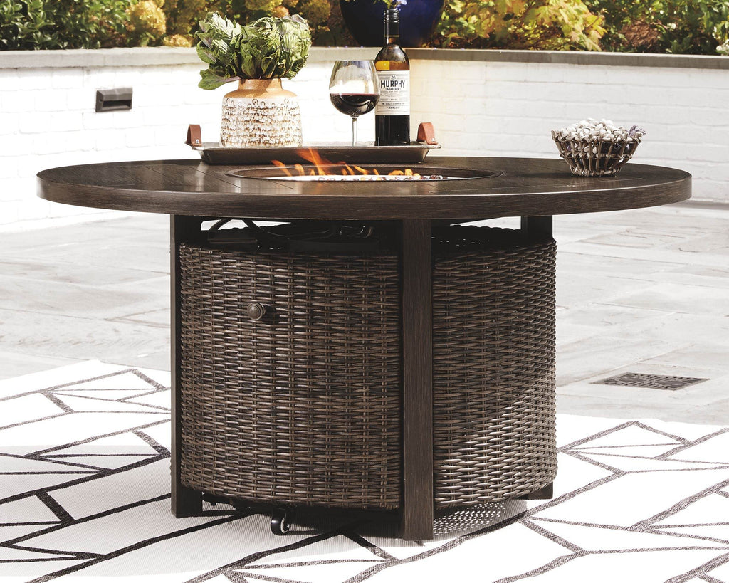 Paradise Trail - Round Fire Pit Table - Medium Brown-2