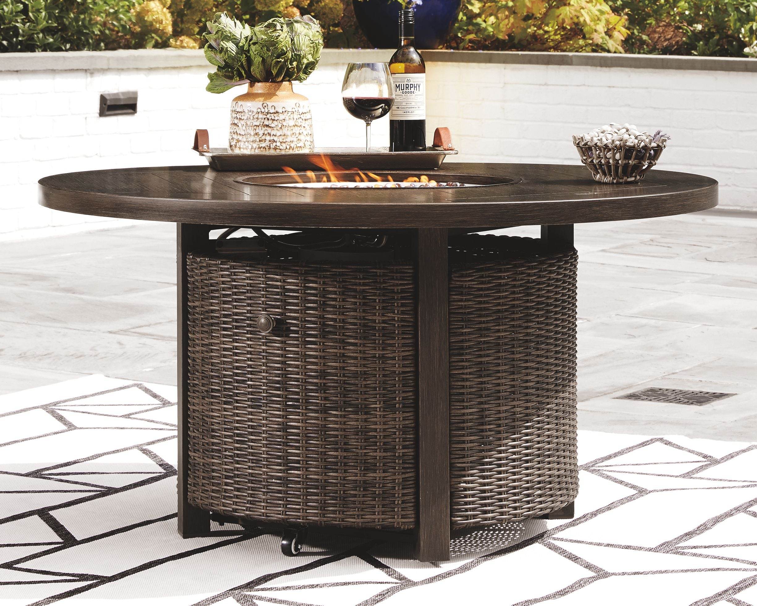 Paradise Trail - Round Fire Pit Table - Medium Brown-2