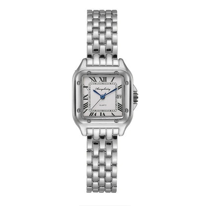 Montre à Quartz de Couple Simple Carrée en Acier Inoxydable Tendance