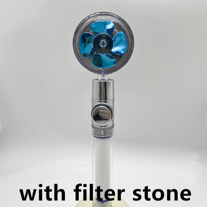 Cabezal de Ducha con Ahorro de Agua, Flujo Giratorio 360 Grados con Pequeño Ventilador, Boquilla Rociadora de Alta Presión de Lluvia de ABS, Accesorios de Baño