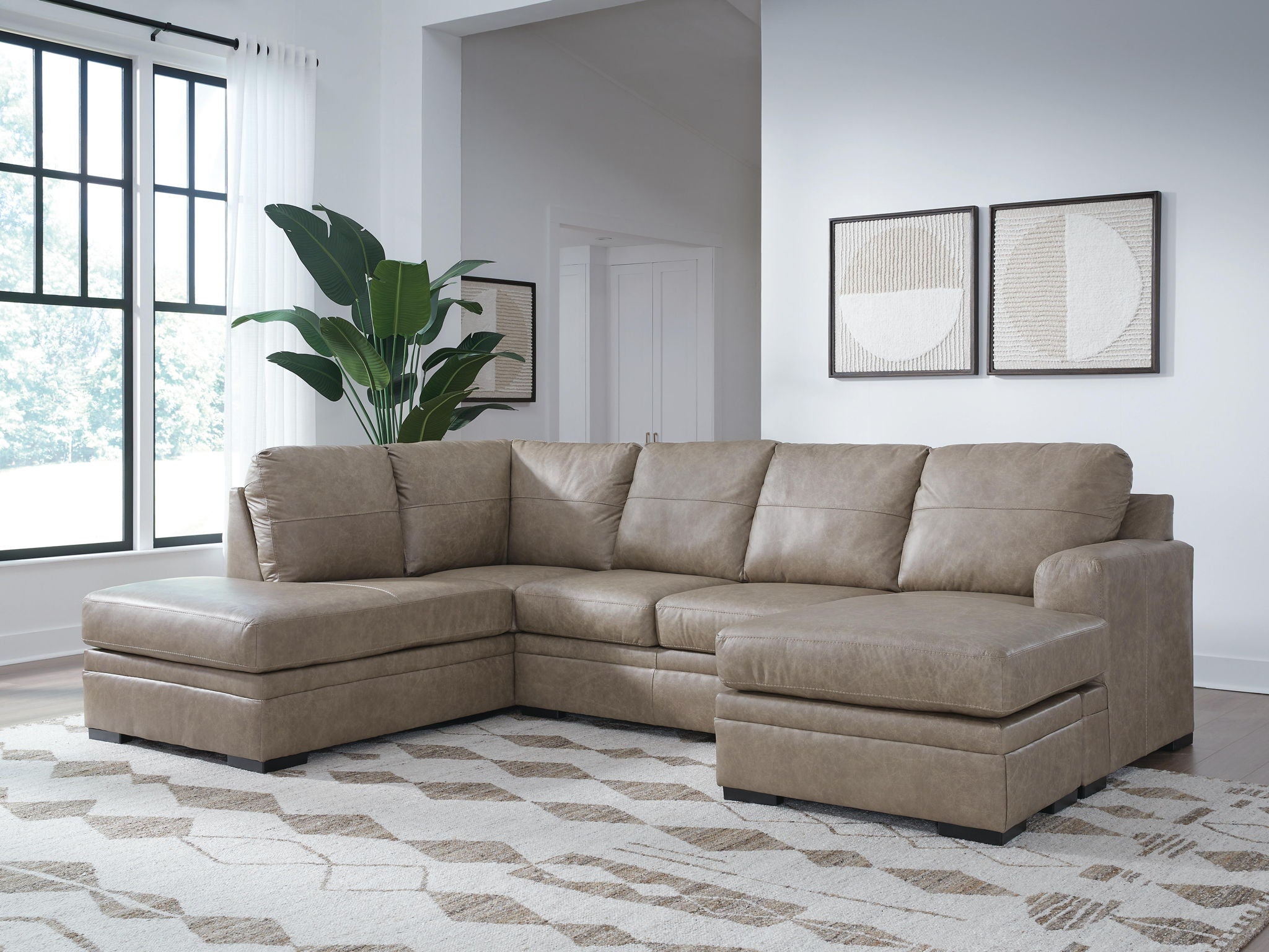 Amuleto 2-Piece Leather Match Sectional with Laf Corner Chaise Desert-2