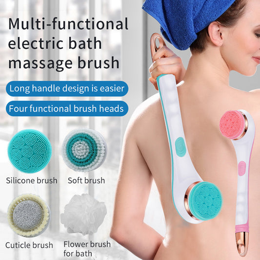 Brosse de Bain Électrique en Silicone, Exfoliant pour le Dos, Rechargeable USB, 2 Vitesses, Rotative, Étanche pour Douche Spa, Brosse Nettoyante pour le Corps