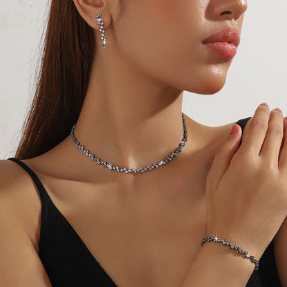 Ensemble Collier Boucles d'Oreilles et Bracelet ZirconEnsemble de trois pièces