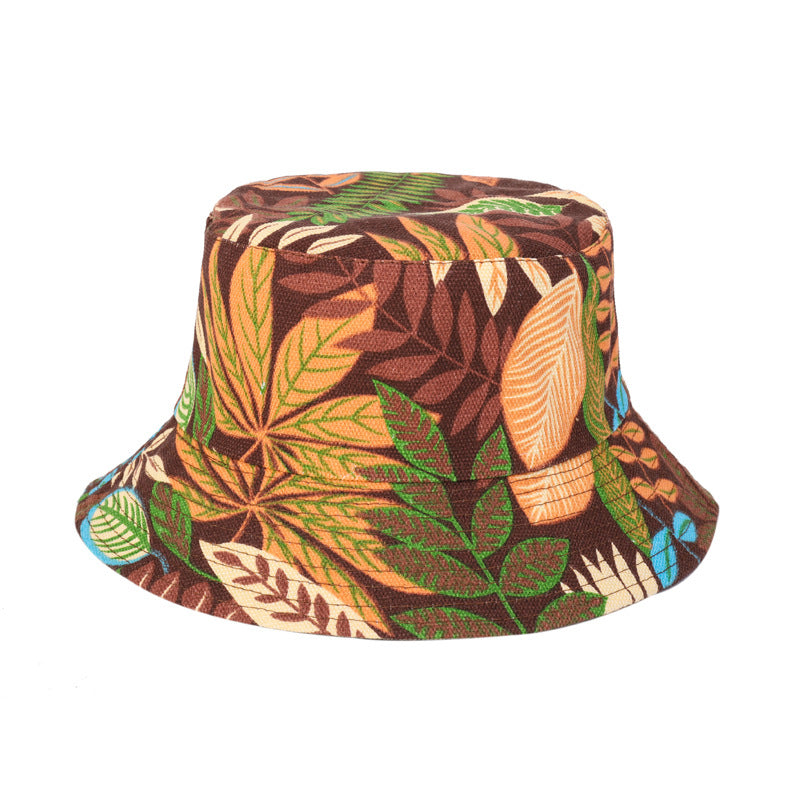 Sombrero tipo pescador de impresión novedosa europea y americana para mujer, sombrero de lona de primavera y verano, sombrero tipo pescador de viaje para playa, doble uso, envío directo