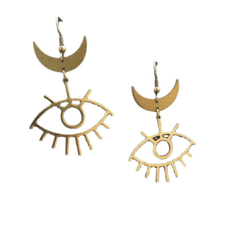 Boucles d'oreilles pendantes gothiques simples en forme de croissant et de grands yeux, très prisées