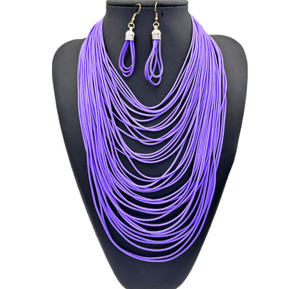 Ensemble collier gland multi-couches en cordon ciré