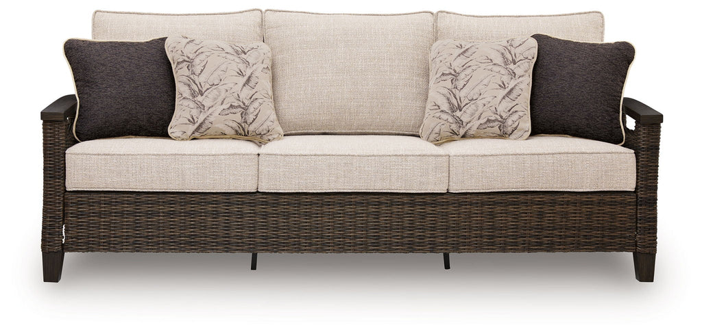Dark Brown Outdoor Sofa With Cushions-2