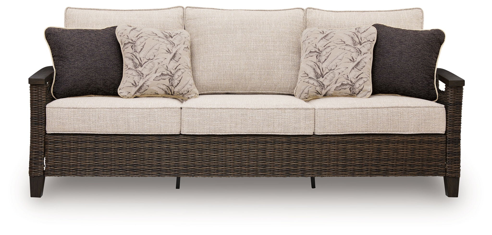 Dark Brown Outdoor Sofa With Cushions-2