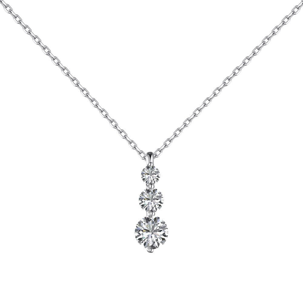 S925 Sterling Silver Round Zircon Ring Necklace And Earring Suit