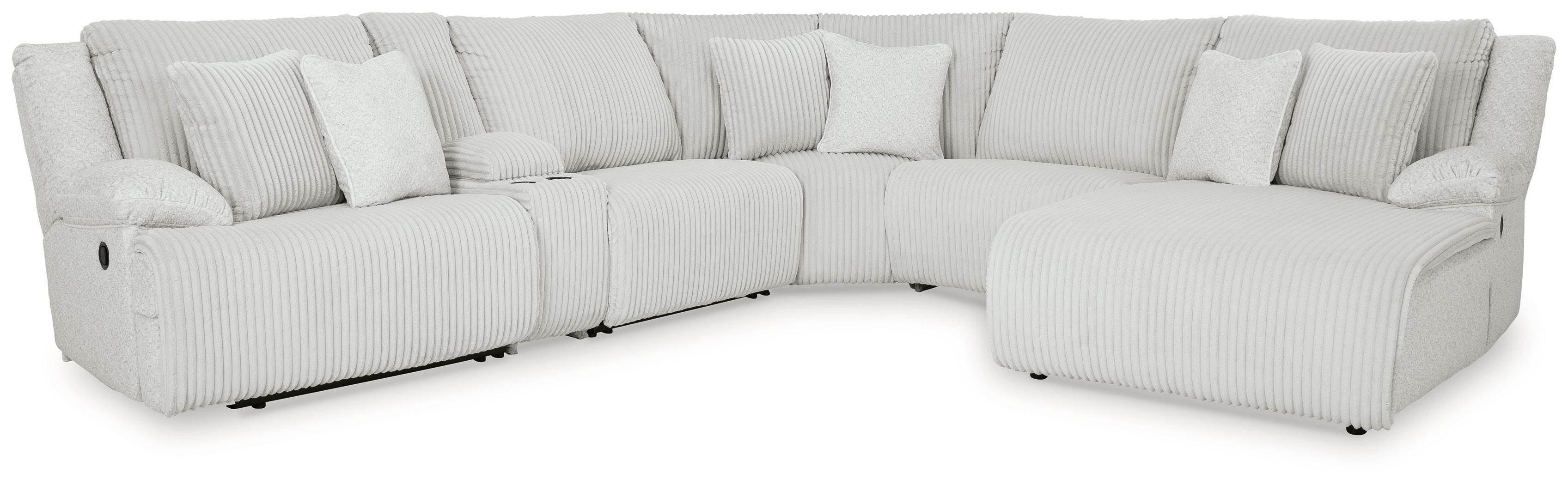 Top Tier - 6-Piece Reclining Sectional With Raf Chaise - Fabric - Alloy-0