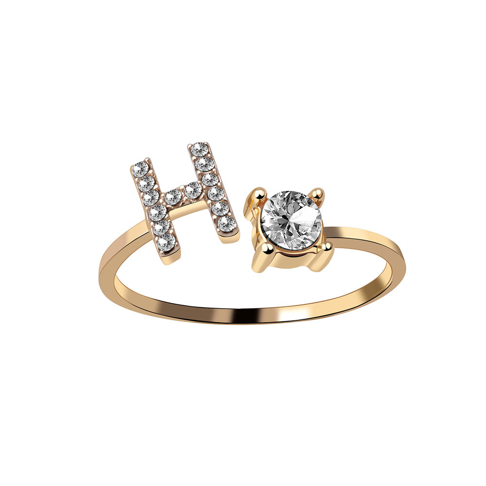 Anillo ajustable de nuevo diseño con 26 letras iniciales, joyería de moda para mujer, joyería simple y elegante