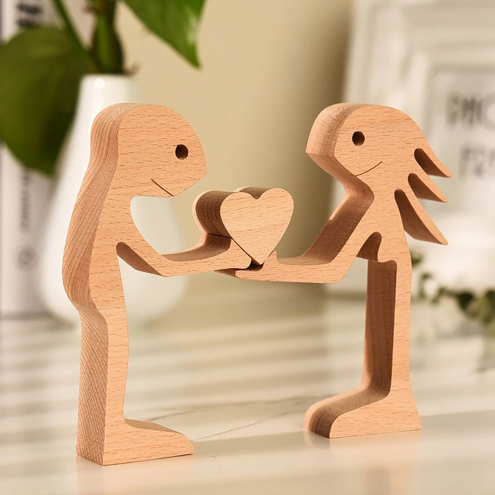 Adorno de Perro en Madera DIY Figura Escultura Decoración del Hogar Un Hombre Un Perro Escultura de Madera Regalos de Navidad Modelo Decorativo