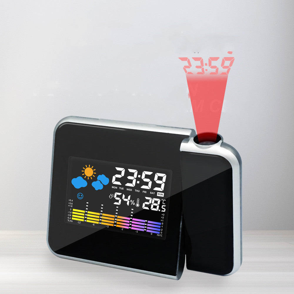 Horloge de Projection d'Alarme LED Thermomètre Hygromètre Station Météo Sans Fil Horloge Numérique Snooze Radio-Réveil de Bureau
