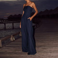 Combinaison ample tube, dos nu, jambes larges, pantalon long, mode ins, vêtements pour femmes