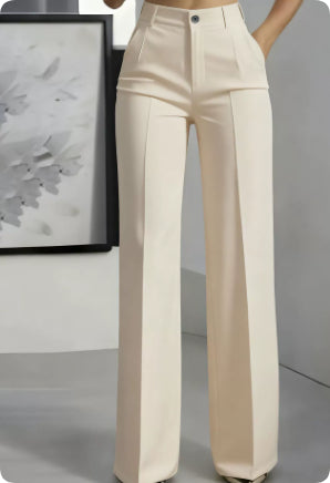 Pantalon minimaliste blanc en polyester pour femme