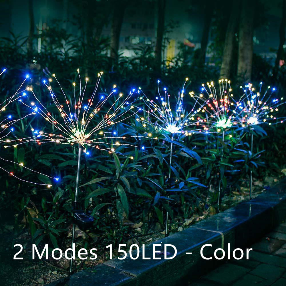 Nueva Púa de Tierra Luz Solar Fuegos Artificiales Luz LED Cadena de Alambre de Cobre Decoración de Jardín Exterior Luces de Estrella Luces de Navidad