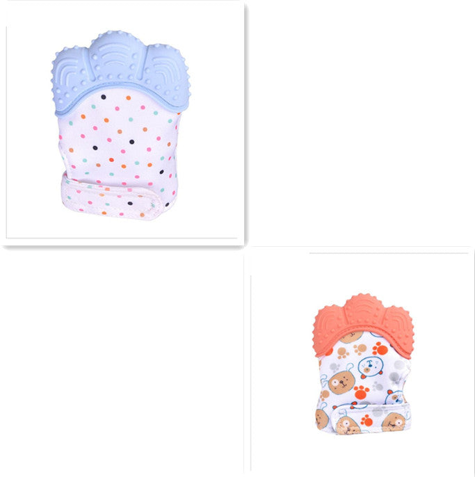 Anneau de dentition pour bébé, gants molaires en silicone anti-morsure, jouets sonores pour enfants
