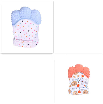 Anneau de dentition pour bébé, gants molaires en silicone anti-morsure, jouets sonores pour enfants