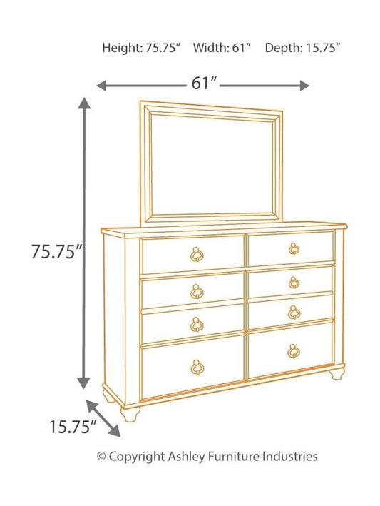 Willowton 6-Piece Sleigh Bedroom Set in Whitewash Furniture-1