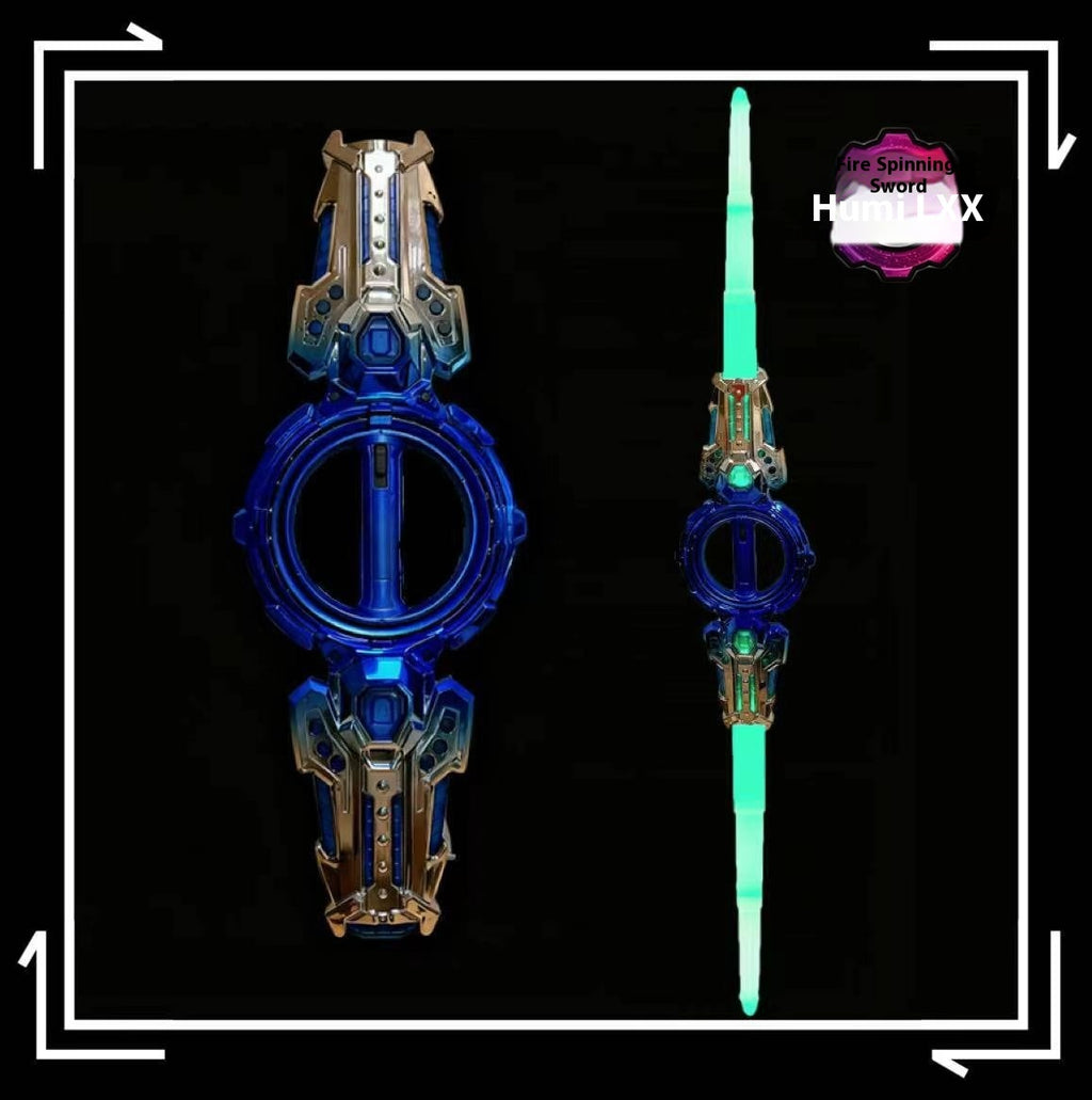 Fire Spinning Sword Double Blade Telescopic War Bearing Rotating Cool Luminous Toy