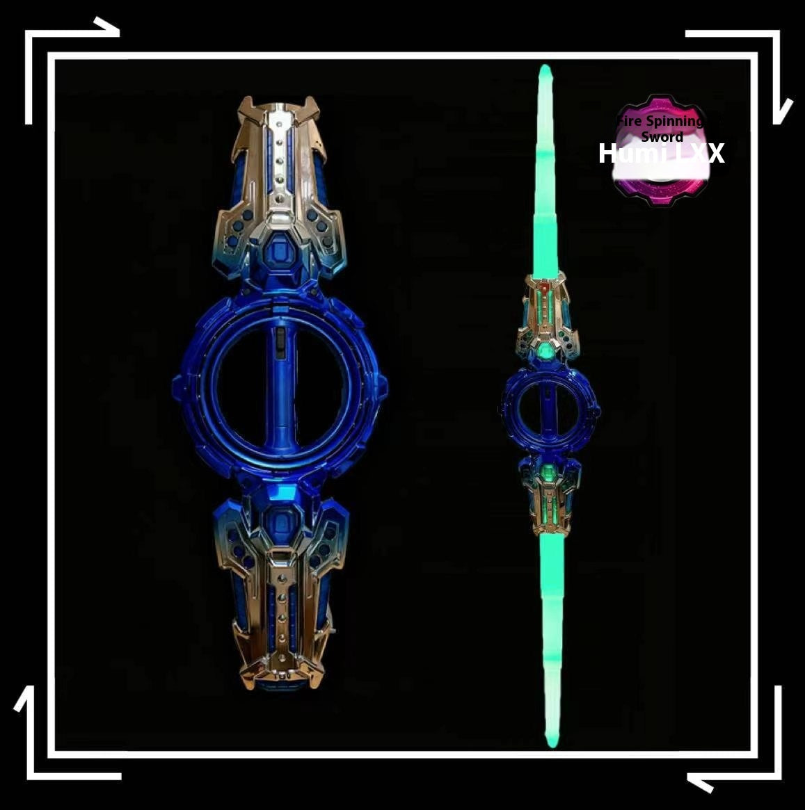 Fire Spinning Sword Double Blade Telescopic War Bearing Rotating Cool Luminous Toy