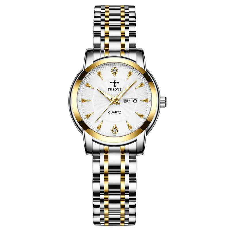 Pequeño y exquisito reloj de cuarzo impermeable luminoso sencillo para mujer